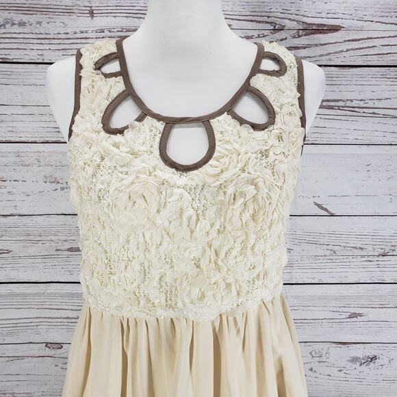 A'reve Women's Cream Floral Lace Contrast Sleeveless Dress Size Small - Picture 4 of 14